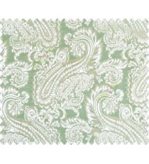 Traditional ivory large paisley floral self design beige aqua blue green silver main curtain